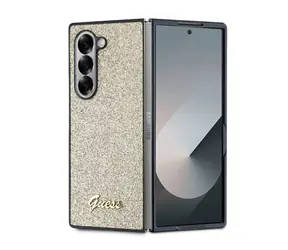 Tylna obudowa Guess PC/TPU Glitter Flakes Metal Logo do Samsung Galaxy Z Fold 6, złota
