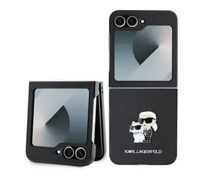 Tylna obudowa Karl Lagerfeld PU Saffiano Karl i Choupette do Samsung Galaxy Z Flip 6 w kolorze czarnym