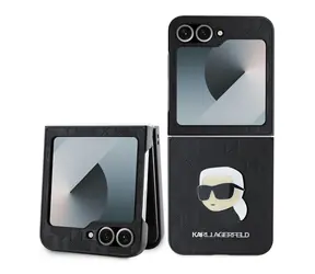 Tylne etui Karl Lagerfeld PU Saffiano z monogramem Karl Head do Samsung Galaxy Z Flip 6 w kolorze czarnym