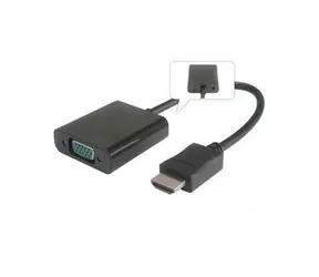 Bez pudełka - konwerter PremiumCord HDMI na VGA z dźwiękiem stereo jack 3,5 mm / czarny / bez pudełka