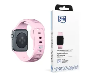 Silikonowy pasek do zegarka 3mk do Apple 42/44/45/49mm w kolorze pudrowego różu