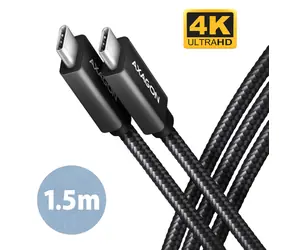 Axagon BUCM32-CM15AB kabel USB-C na USB-C czarny / 1,5 m / 5 A / wideo 4K HD / PD 100W 