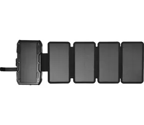 Powerbank Sandberg Solar 5-panelowy czarny / ładowanie bezprzewodowe / USB-A/C / 10000mAh / 15W / IP54 / wyświetlacz LCD