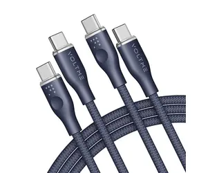 Kabel VOLTME Powerlink Rugg Series CTC USB-C(M) 5A/100W 1,8m niebieski / 2x USB-C(M)