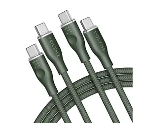 Kabel VOLTME Powerlink Rugg Series CTC USB-C(M) 5A/100W 1,8m zielony / 2x USB-C(M)