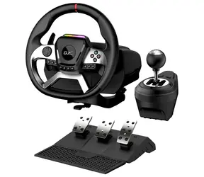Genius GX SpeedMaster X5 FF Czarny / Zestaw kierownicy i pedałów / USB-C / Wibracje / Manetka / na PC i PS i Xbox