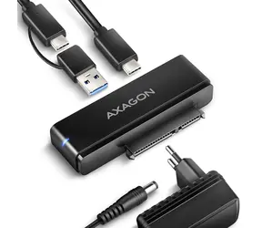 Axagon ADSA-FPX, USB-C 10Gbps - SATA 6G, adapter 2,5"/3,5" SSD/HDD FAST Port X, w komplecie. Zasilacze prądu przemiennego