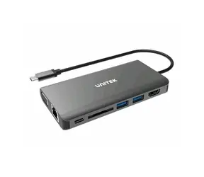 Rozpakowany - Unitek D1019A 8w1 / Stacja dokująca / 1x DVI-I / 1x HDMI / 1x DP / LAN / USB / bez pudełka