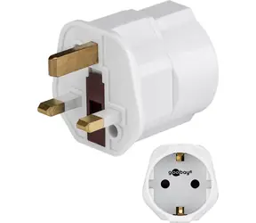 Goobay Adapter podróżny do gniazdka i urządzeń brytyjskich z Czechy wtyczką i pinem uziemiającym, biały