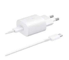 Adapter Samsung EP-TA800EWE 25W + kabel USB-C (luzem) biały / Ładowarka USB-C / 25W / Z kablem  