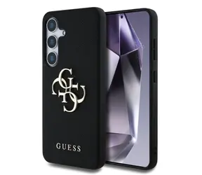 Tylna obudowa Guess PU Grained 4G z metalowym Logo do Samsung Galaxy S25 w kolorze czarnym