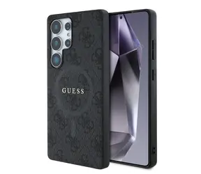 Tylna obudowa Guess PU Leather 4G Colored Ring MagSafe do Samsung Galaxy S25 Ultra czarna