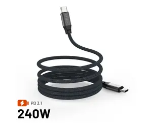 FIXED Magnetyczny kabel w oplocie do ładowania i transmisji danych ze złączami USB-C/USB-C i obsługą PD 1,2 m USB 2.0 240 W, szary