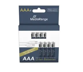 Akumulator litowo- ION MediaRange USB-C Micro AAA / 500mAh / 1,5 V / 4 szt.