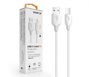 Kabel do transmisji danych i ładowania USB-C Aligator / 7,00 mm / długość 1 m / 2 A / USB 2.0 / biały