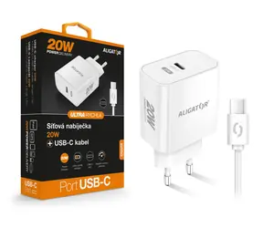 Ładowarka Aligator Fast Charger PD 20W USB-C / USB-C / kabel USB-C / biały
