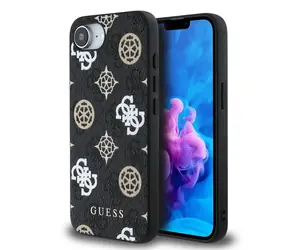 Guess PU 4G Peony MagSafe Tylna Etui do iPhone 16e czarne