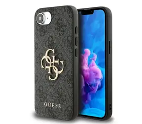 Guess PU 4G Metal Logo Tylna Etui na iPhone 16e szare