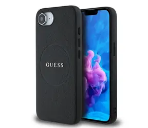Guess PU Grained Classic Logo MagSafe Tylna Etui do iPhone'a 16e czarne