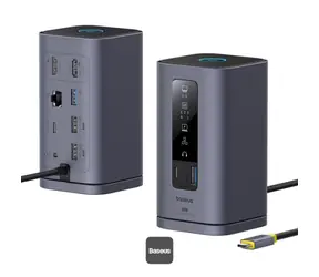 Stacja dokująca Baseus Spacemate 10w1 szara / USB-C / 2x USB-A / 2x HDMI / PD 100W