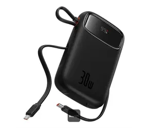Baseus Qpow2 10000mAh 30W z kablem USB-C czarny / Power bank / 3xUSB-C / 1xUSB-A