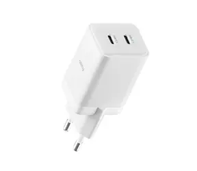 Allity ATC-01-45WCC Podwójna szybka ładowarka USB-C GaN 45 W biała / 2xUSB-C / PD / QC
