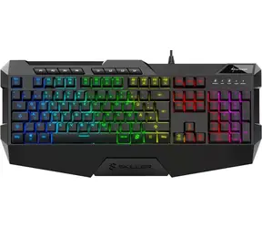 Sharkoon Skiller SGK4 U czarny / klawiatura gamingowa / przewodowa / RGB / przełącznik Rubberdome / DE