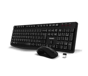 Evolveo K1050-BK-EN Bezprzewodowy zestaw klawiatury i myszy Cichy czarny / Znaki US INTL / Odbiornik USB-A 2,4 GHz