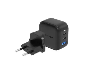 Zasilacz Energea Travelite GAN66 czarny / 66 W / 2x USB-C i 1x USB-A