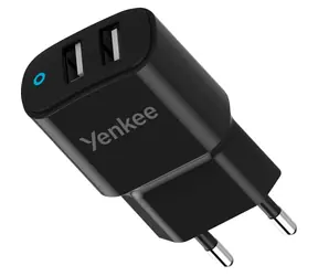 YENKEE YAC 2024 czarny / Podwójna ładowarka USB / 2x USB-A / maks. 12 W / 2,4 A 