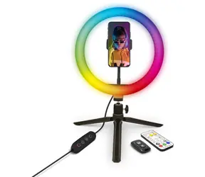 YENKEE YSM 710 LED Ring biały / stojak do selfie do telefonu komórkowego / pierścień LED / 29 kolorów / 800lm / 8 poziomów jasności