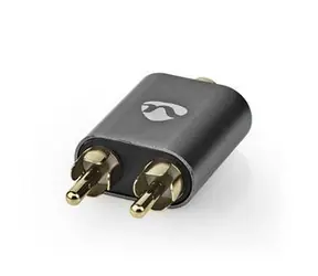 Adapter audio stereo Nedis 2x RCA (M) - 3,5 mm jack (F) szary / pozłacany 