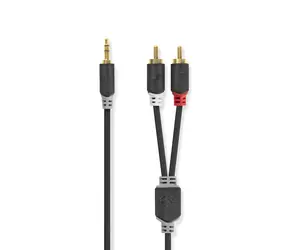 Kabel audio stereo Nedis jack 3,5 mm (M) - 2x RCA (M) 1,00 m czarny 