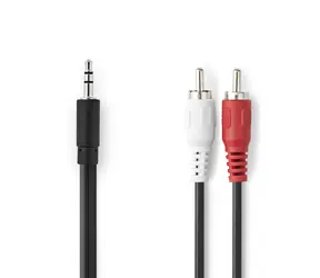 Kabel audio stereo Nedis jack 3,5 mm (M) - 2x RCA (M) 1,00 m czarny 