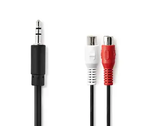 Kabel audio stereo Nedis jack 3,5 mm (M) - 2x RCA (F) 0,20 m czarny