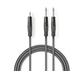 Kabel audio stereo Nedis 2x 6,35 mm jack (M) - 3,5 mm jack (M) 3,00 m ciemnoszary