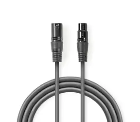 Kabel audio Nedis Balanced XLR 3-pinowy (M) - XLR 3-pinowy (F) 0,50 m Ciemnoszary