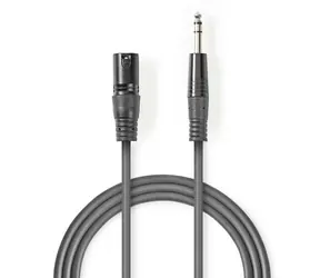 Kabel audio Nedis Balanced XLR 3-pin (M) - gniazdo 6,35 mm (M) 5,00 m Ciemnoszary 