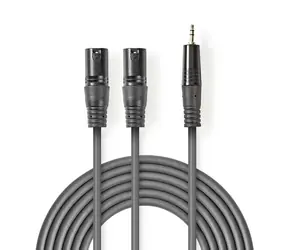 Kabel audio Nedis Balanced 2x XLR 3-pin (M) - gniazdo 3,5 mm (M) 3,00 m Ciemnoszary 