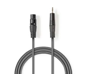 Kabel audio Nedis Balanced XLR 3-pin (F) - jack 3,5 mm (M) 1,00 m Ciemnoszary
