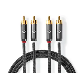 Kabel audio stereo Nedis 2x RCA (M) - 2x RCA (M) 1,00 m szary 