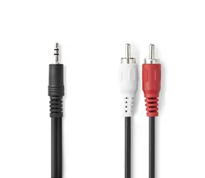 Kabel audio stereo Nedis jack 3,5 mm (M) - 2x RCA (M) 1,50 m czarny