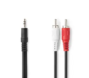 Kabel audio stereo Nedis jack 3,5 mm (M) - 2x RCA (M) 3,00 m czarny
