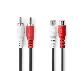 Kabel audio stereo Nedis 2x RCA (M) - 2x RCA (F) 2,00 m czarny