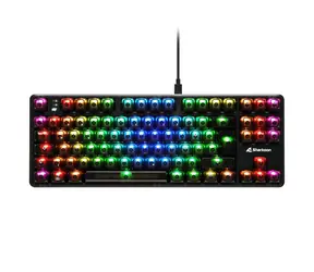 Klawiatura bezprzewodowa Sharkoon Crystal Shark czarna / gamingowa / mechaniczna / 2,4 GHz / USB-C / 1,8 m / DE Layout