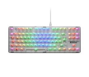 Klawiatura bezprzewodowa do gier Sharkoon Crystal Shark biała / mechaniczna / 2,4 GHz / USB-C / 1,8 m / DE Layout