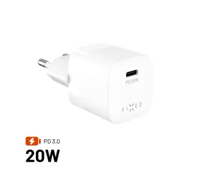 Ładowarka sieciowa FIXED Mini z wyjściem USB-C i obsługą PD 20W biała