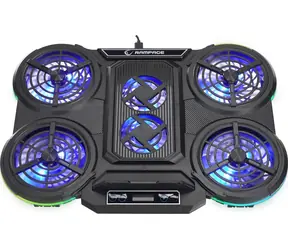 Rampage PROTE R6 szary / podkładka chłodząca / do laptopów 10 - 17" / 6x wentylator / podstawka pod telefon komórkowy / RGB