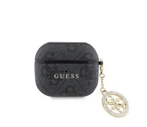 Guess 4G Script PC/PU z zawieszką do AirPods 3, czarne