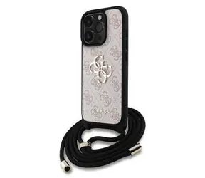 Pasek na ramię Guess PU 4G z metalowym Logo na tył do iPhone 15 Pro Max w kolorze różowym